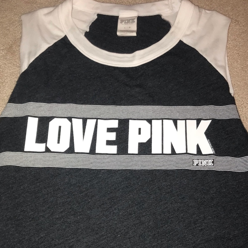 LOVE PINK Dark Grey & White Athletic Tank top!!💖